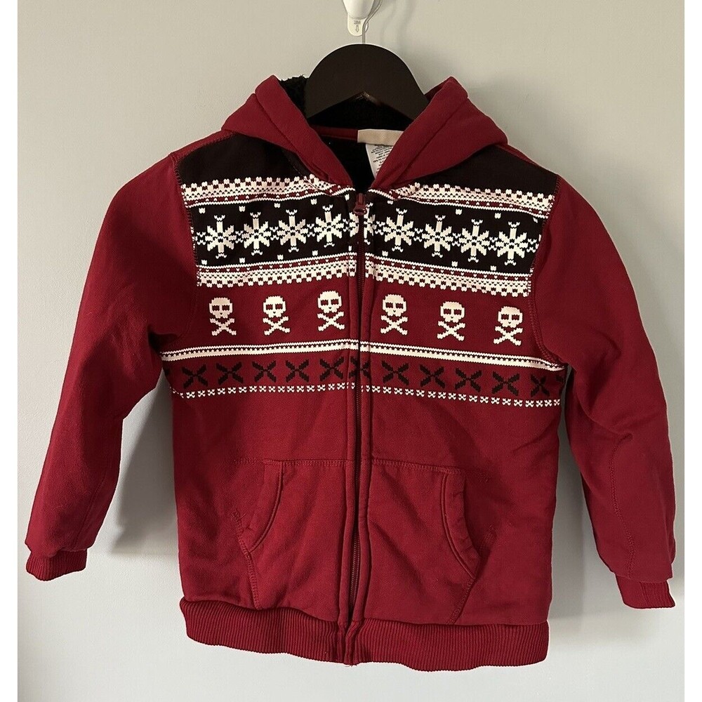 Toughskins Boys Full Zip Fleece Lined Jacket W/Nordic & Skull Print Size LG (7)